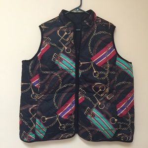 RALPH LAUREN Reversible Black/Equestrian Puff Vest